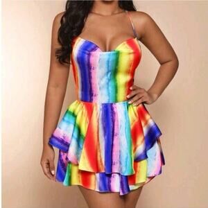 SHEIN Rainbow Pride Fit and Flare Mini Dress